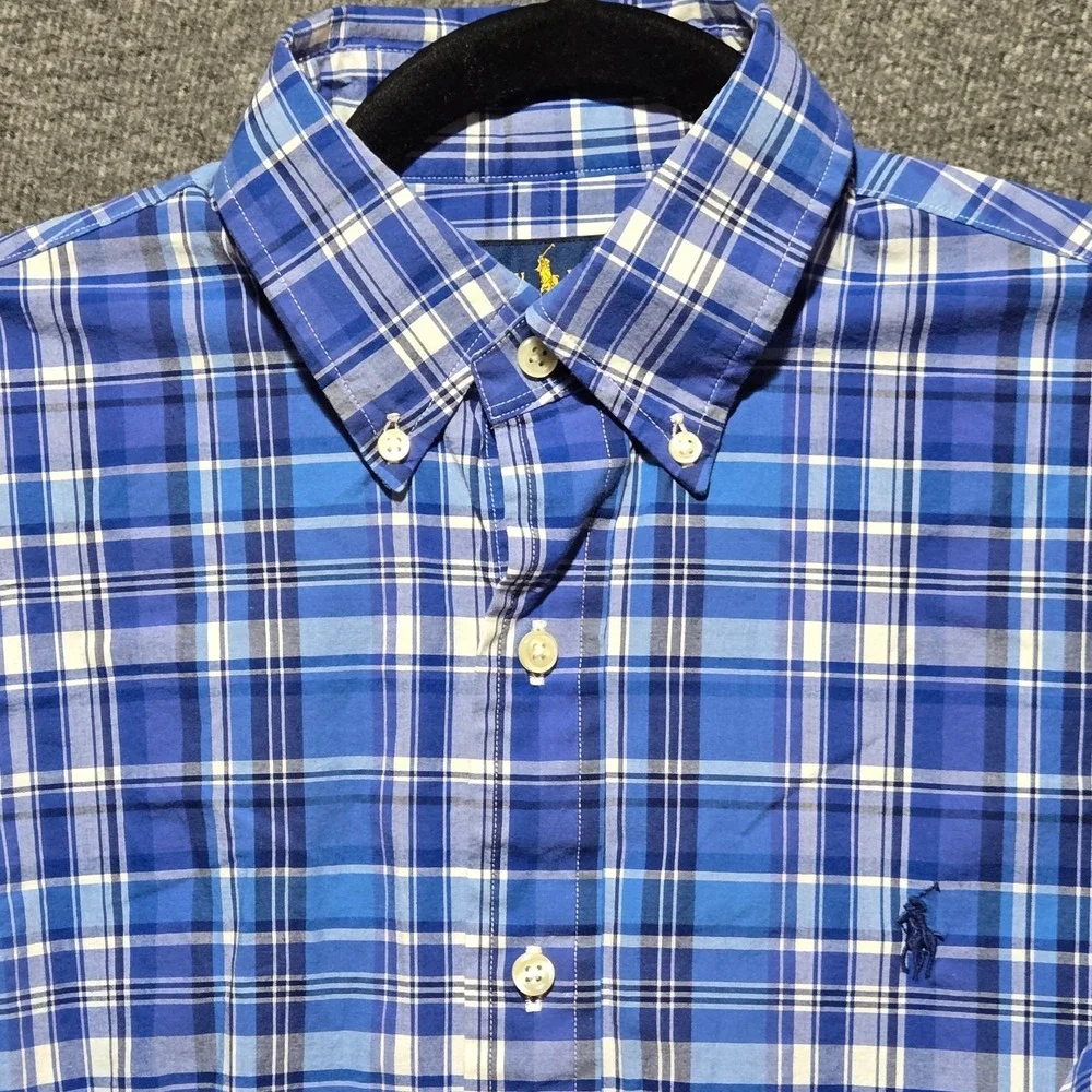 Polo Ralph Lauren Blue Plaid Check Button Shirt Men's Size Small